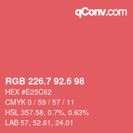 カラーコード: RGB 226.7 92.6 98 | qconv.com
