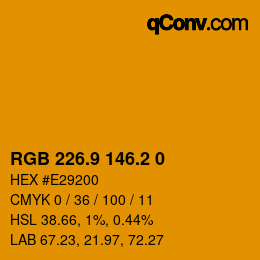 カラーコード: RGB 226.9 146.2 0 | qconv.com