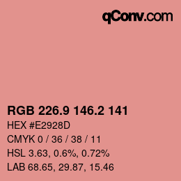 カラーコード: RGB 226.9 146.2 141 | qconv.com