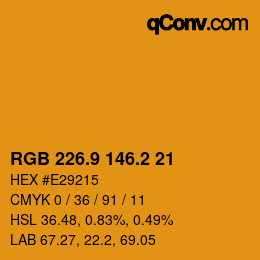カラーコード: RGB 226.9 146.2 21 | qconv.com