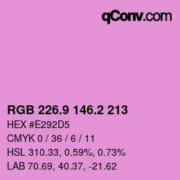 カラーコード: RGB 226.9 146.2 213 | qconv.com
