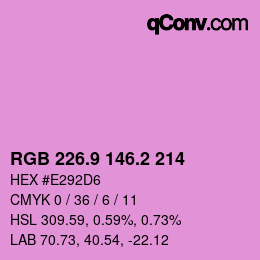 カラーコード: RGB 226.9 146.2 214 | qconv.com