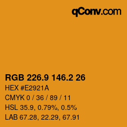 カラーコード: RGB 226.9 146.2 26 | qconv.com