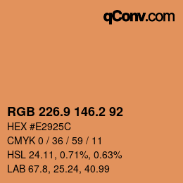 カラーコード: RGB 226.9 146.2 92 | qconv.com