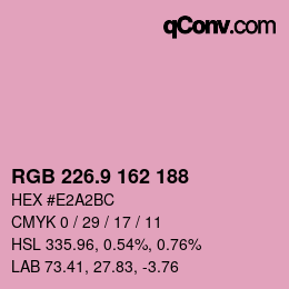 カラーコード: RGB 226.9 162 188 | qconv.com