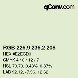 カラーコード: RGB 226.9 236.2 208 | qconv.com