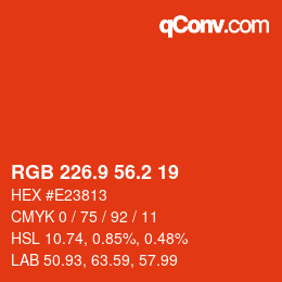 カラーコード: RGB 226.9 56.2 19 | qconv.com