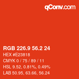 カラーコード: RGB 226.9 56.2 24 | qconv.com
