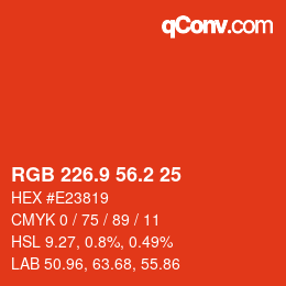 カラーコード: RGB 226.9 56.2 25 | qconv.com