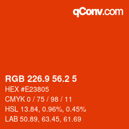 カラーコード: RGB 226.9 56.2 5 | qconv.com
