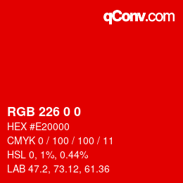 Color code: RGB 226 0 0 | qconv.com