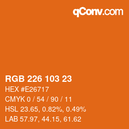 Color code: RGB 226 103 23 | qconv.com