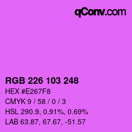Color code: RGB 226 103 248 | qconv.com