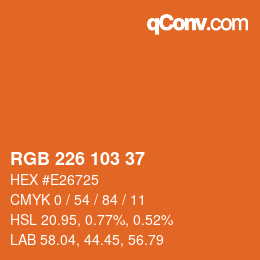 Color code: RGB 226 103 37 | qconv.com