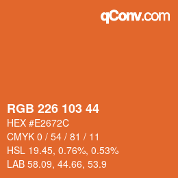 Color code: RGB 226 103 44 | qconv.com