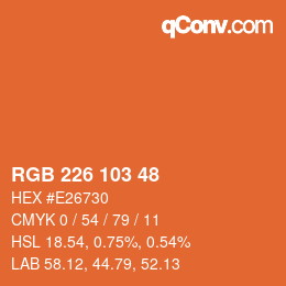 Color code: RGB 226 103 48 | qconv.com
