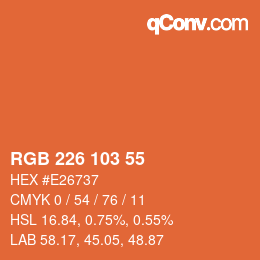 Color code: RGB 226 103 55 | qconv.com