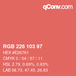 Color code: RGB 226 103 97 | qconv.com