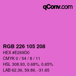 Color code: RGB 226 105 208 | qconv.com