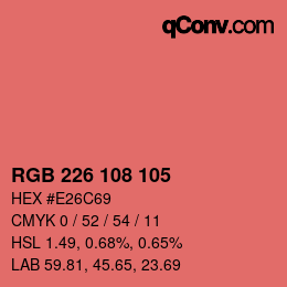 Color code: RGB 226 108 105 | qconv.com