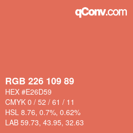 カラーコード: RGB 226 109 89 | qconv.com
