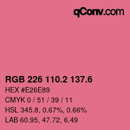 カラーコード: RGB 226 110.2 137.6 | qconv.com