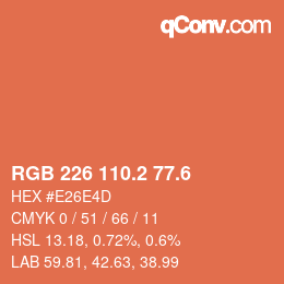 カラーコード: RGB 226 110.2 77.6 | qconv.com