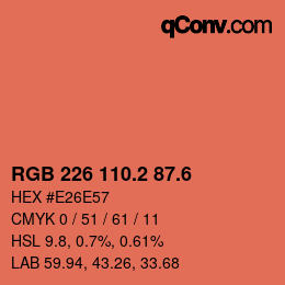 カラーコード: RGB 226 110.2 87.6 | qconv.com