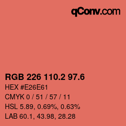 カラーコード: RGB 226 110.2 97.6 | qconv.com