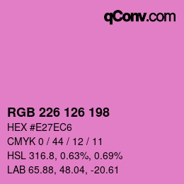 カラーコード: RGB 226 126 198 | qconv.com