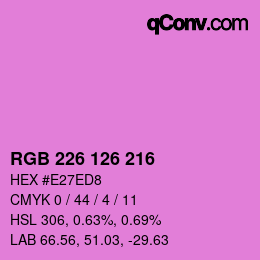 颜色代码: RGB 226 126 216 | qconv.com