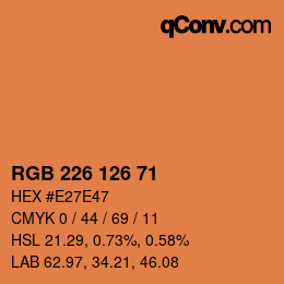 Color code: RGB 226 126 71 | qconv.com