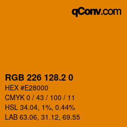 カラーコード: RGB 226 128.2 0 | qconv.com