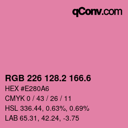 カラーコード: RGB 226 128.2 166.6 | qconv.com