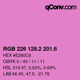 カラーコード: RGB 226 128.2 201.6 | qconv.com