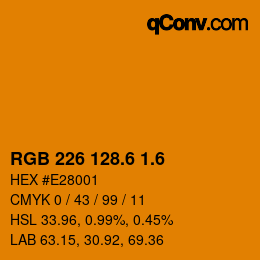 カラーコード: RGB 226 128.6 1.6 | qconv.com