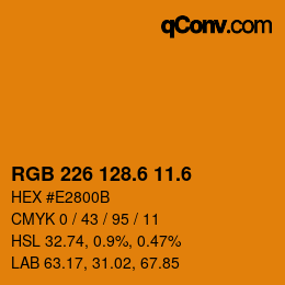 カラーコード: RGB 226 128.6 11.6 | qconv.com