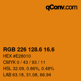 カラーコード: RGB 226 128.6 16.6 | qconv.com