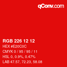 Color code: RGB 226 12 12 | qconv.com