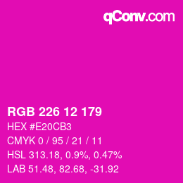 Color code: RGB 226 12 179 | qconv.com