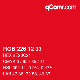 Color code: RGB 226 12 33 | qconv.com