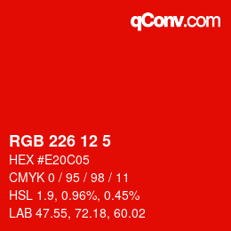 Color code: RGB 226 12 5 | qconv.com