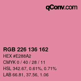 カラーコード: RGB 226 136 162 | qconv.com