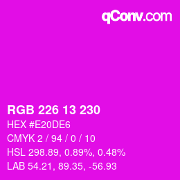 Color code: RGB 226 13 230 | qconv.com