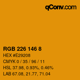 Color code: RGB 226 146 8 | qconv.com