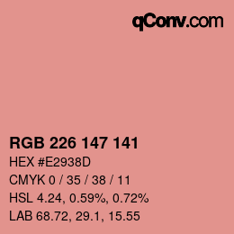 カラーコード: RGB 226 147 141 | qconv.com