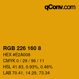 Color code: RGB 226 160 8 | qconv.com