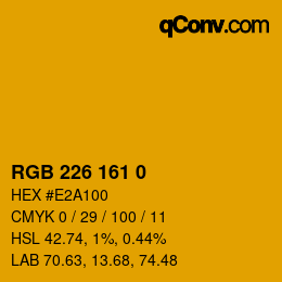 Color code: RGB 226 161 0 | qconv.com