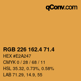 カラーコード: RGB 226 162.4 71.4 | qconv.com
