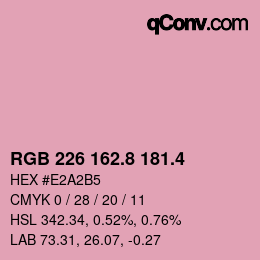 カラーコード: RGB 226 162.8 181.4 | qconv.com